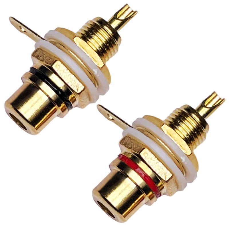 Cess RCA Socket Chassis Panel Mount, 10 Pack, Gold Plated, 29 x 23 x 15mm - Image 1